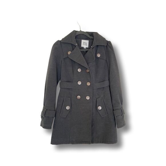 Blanc Noir Gray Pea Coat Double Breasted S - Picture 1 of 3